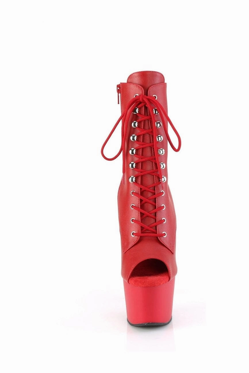 ADORE-1021 Red Faux Leather Ankle Boot