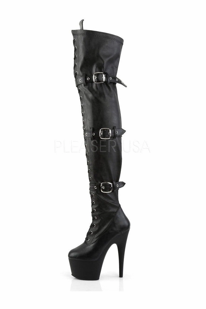 ADORE-3028 Platform Boot  | Black Faux Leather