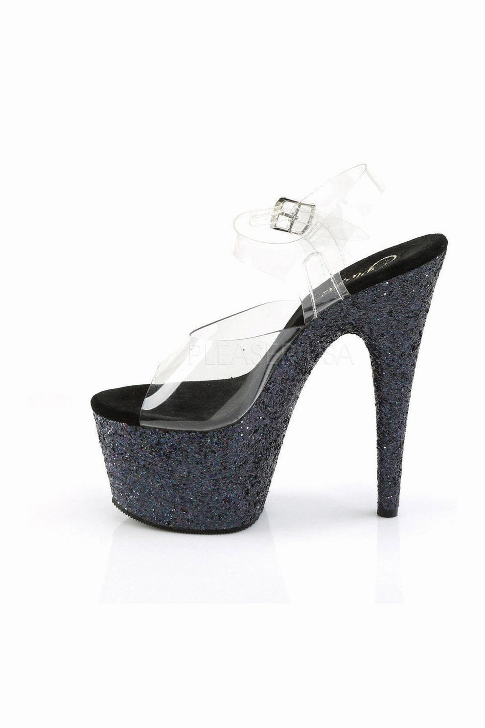 ADORE-708LG Platform Sandal  | Black Vinyl