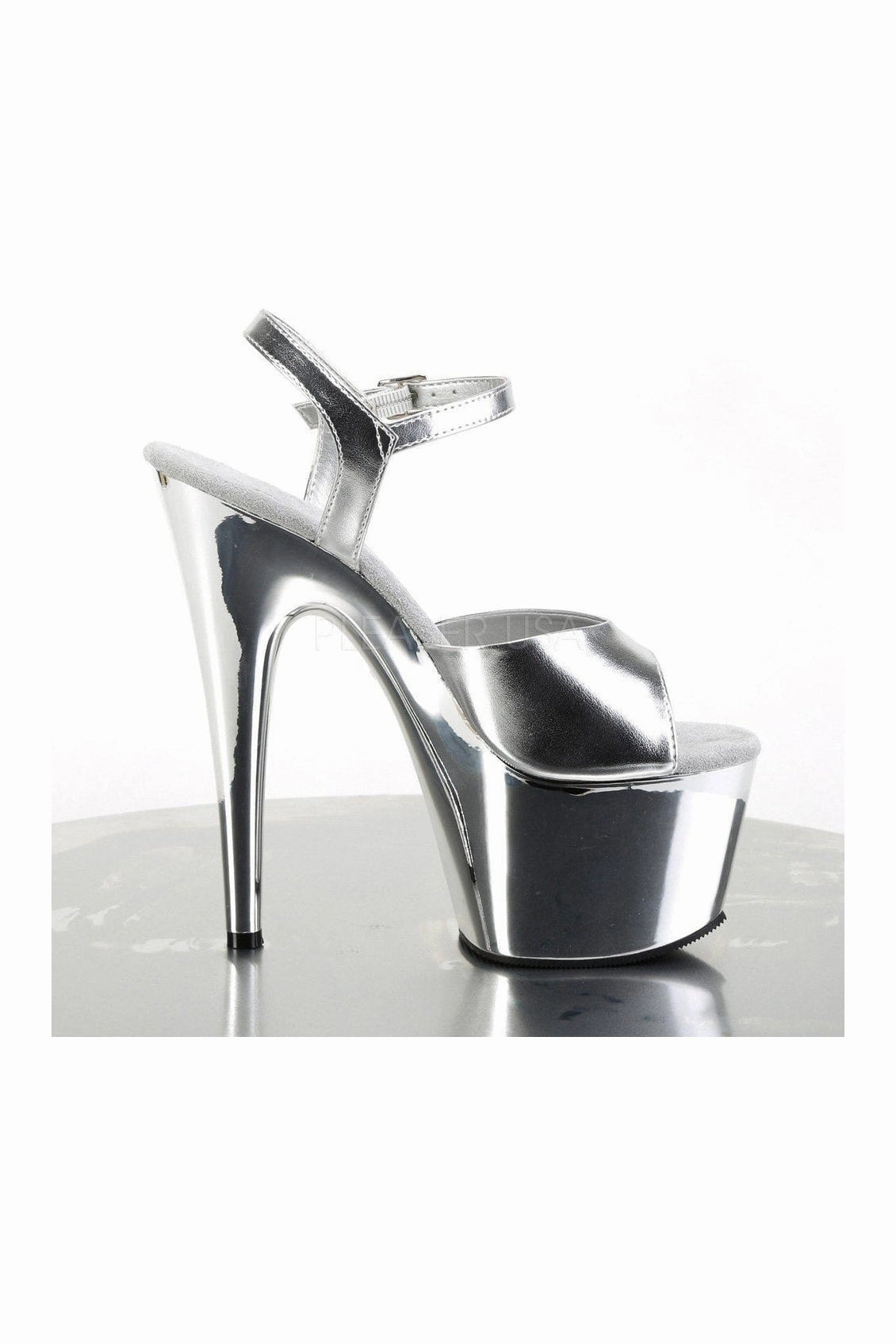ADORE-709 Platform Sandals | Silver Faux Leather