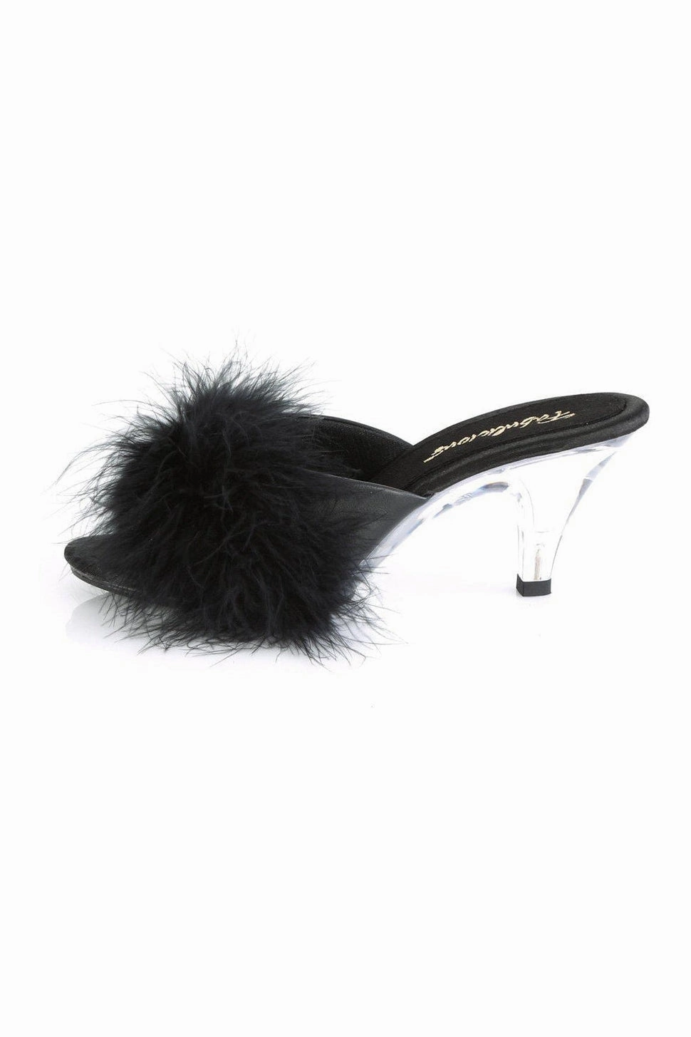 BELLE-301F Slide | Black Faux Leather