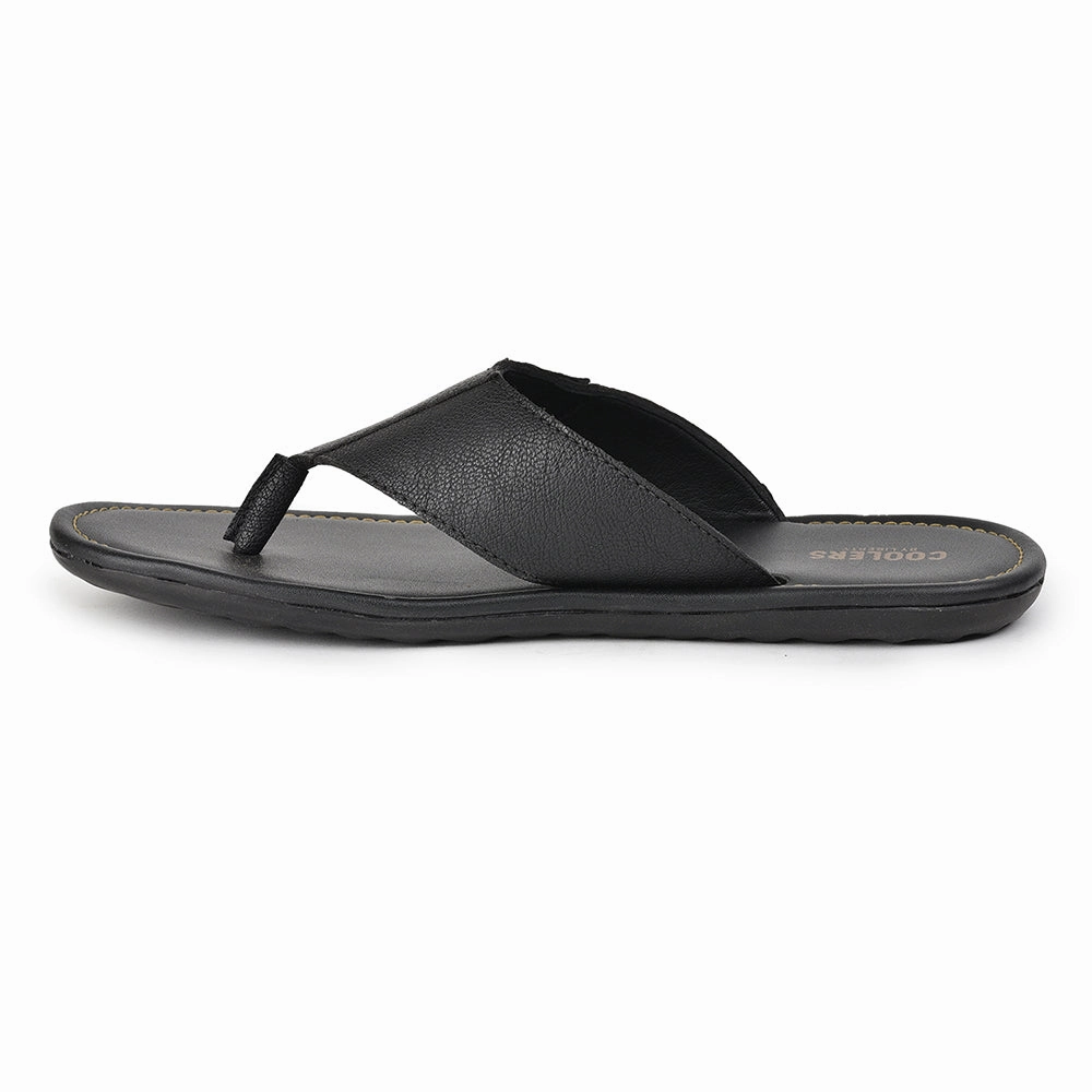 Coolers Casual Black Slippers For Men AVN-13 By Liberty