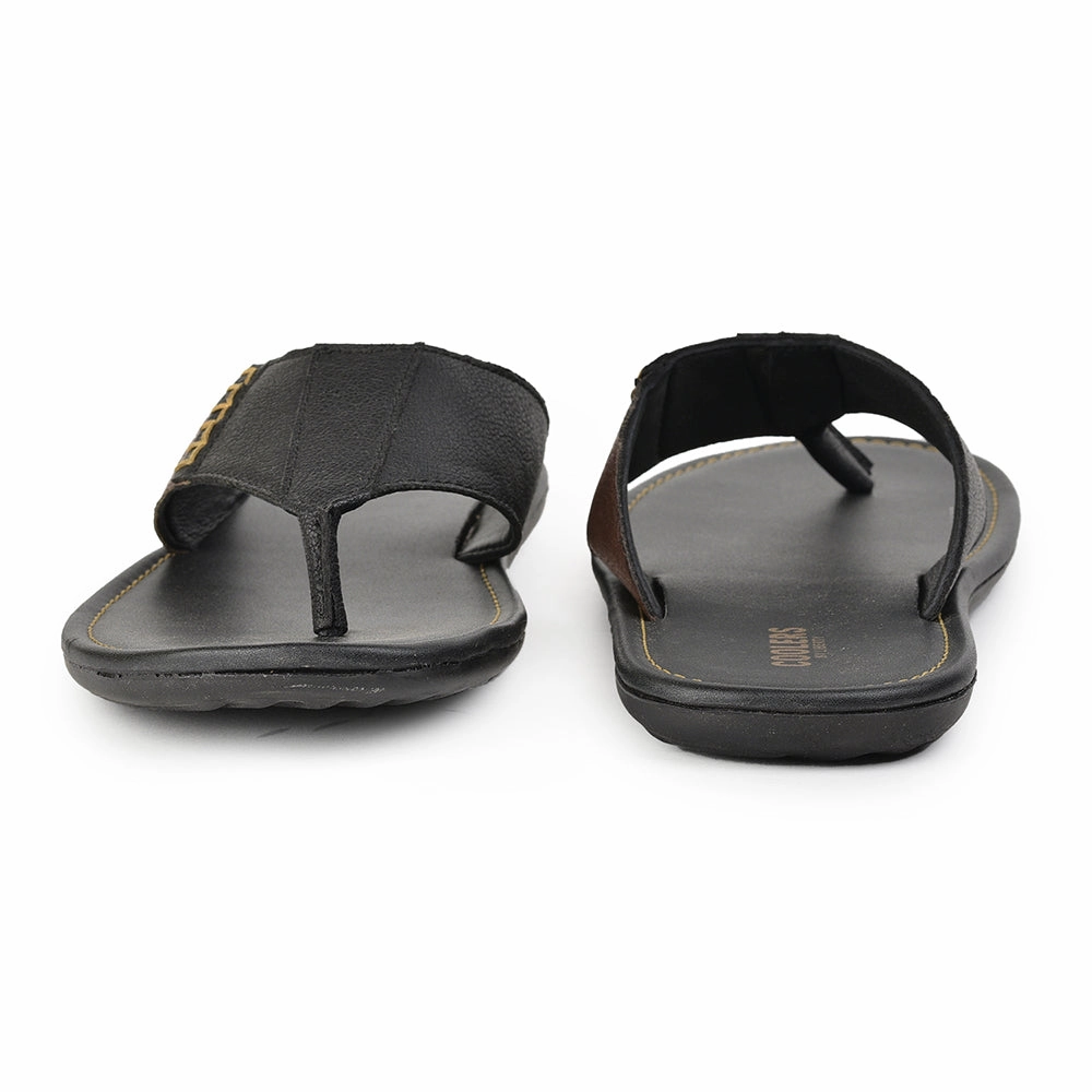 Coolers Casual Black Slippers For Men AVN-13 By Liberty