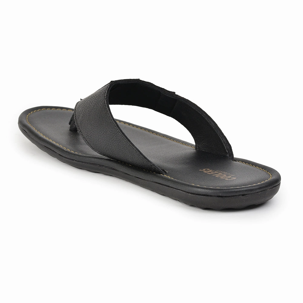 Coolers Casual Black Slippers For Men AVN-13 By Liberty