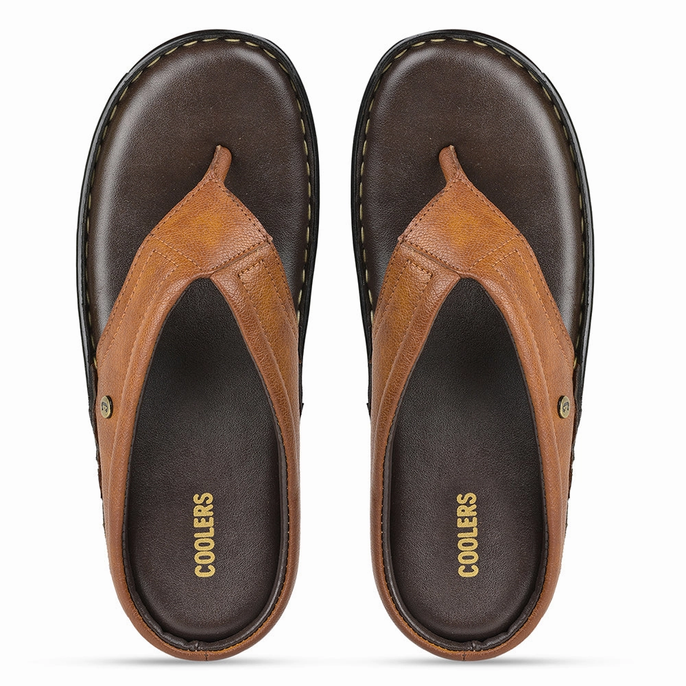 Coolers Tan Casual Slippers For Men AVN-08 By Liberty