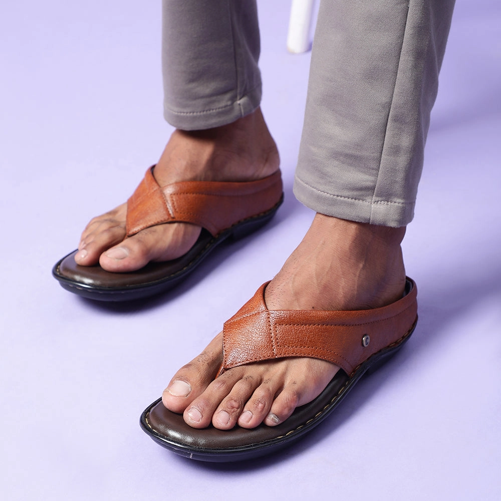 Coolers Tan Casual Slippers For Men AVN-08 By Liberty
