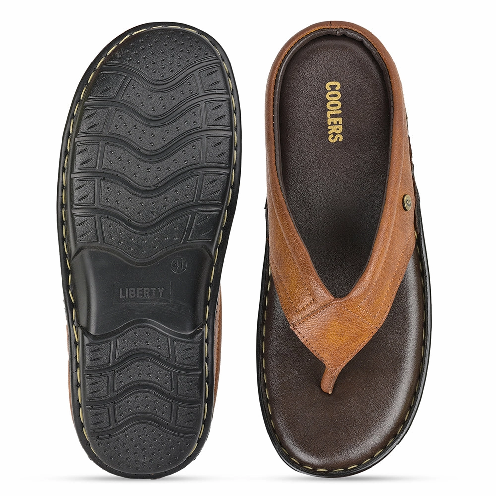 Coolers Tan Casual Slippers For Men AVN-08 By Liberty