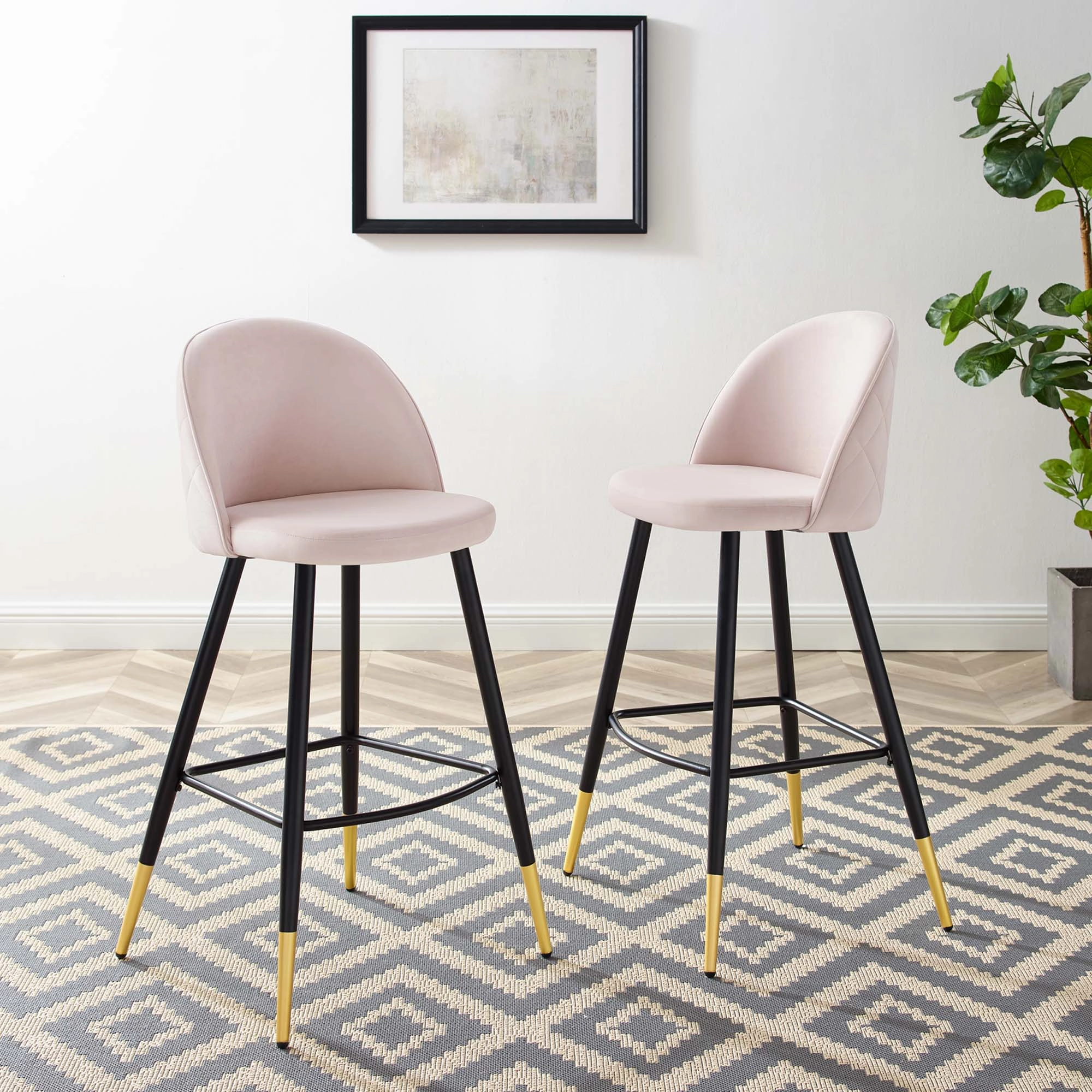 Cordial Performance Velvet Bar Stools - Set of 2 by Modway
