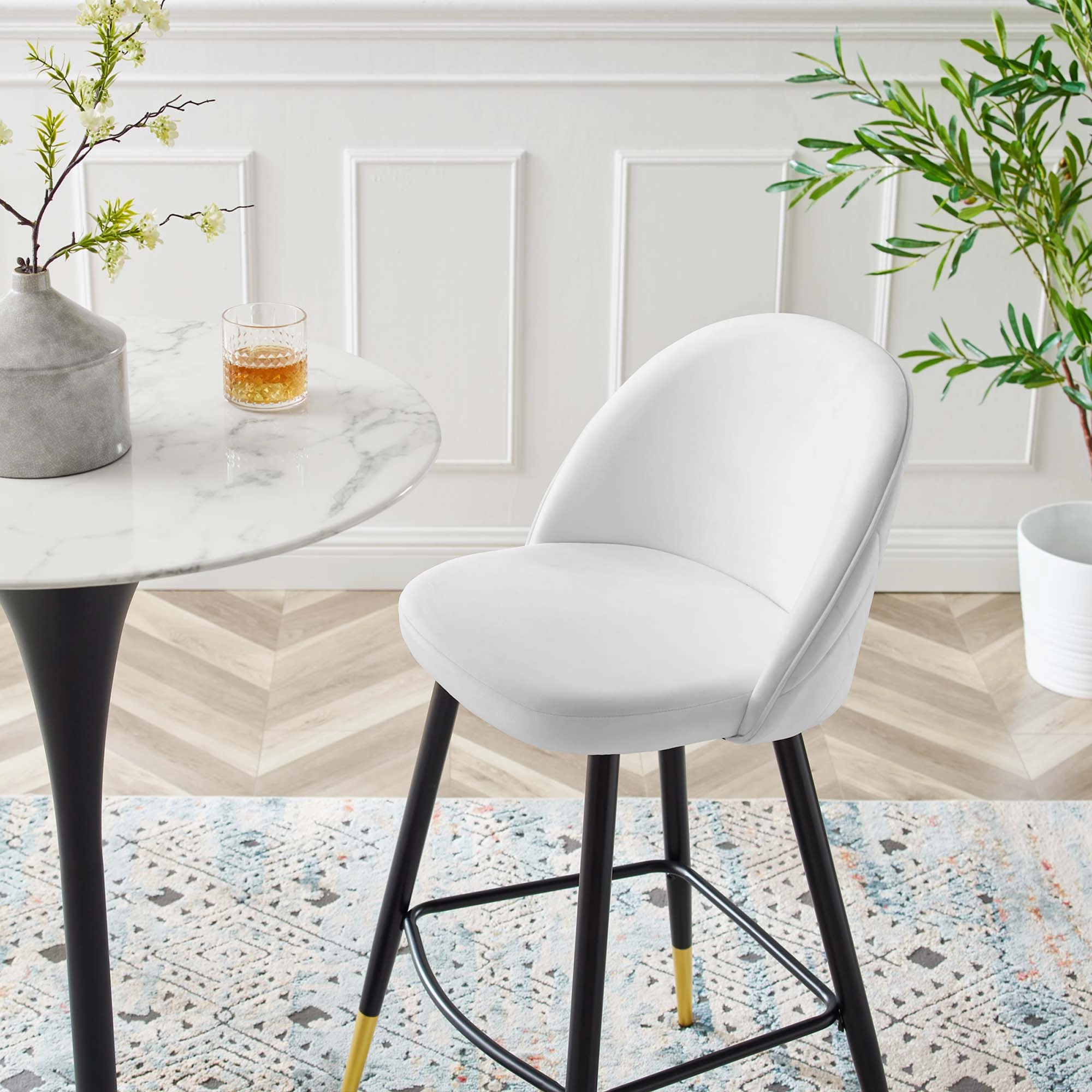 Cordial Performance Velvet Bar Stools - Set of 2 by Modway