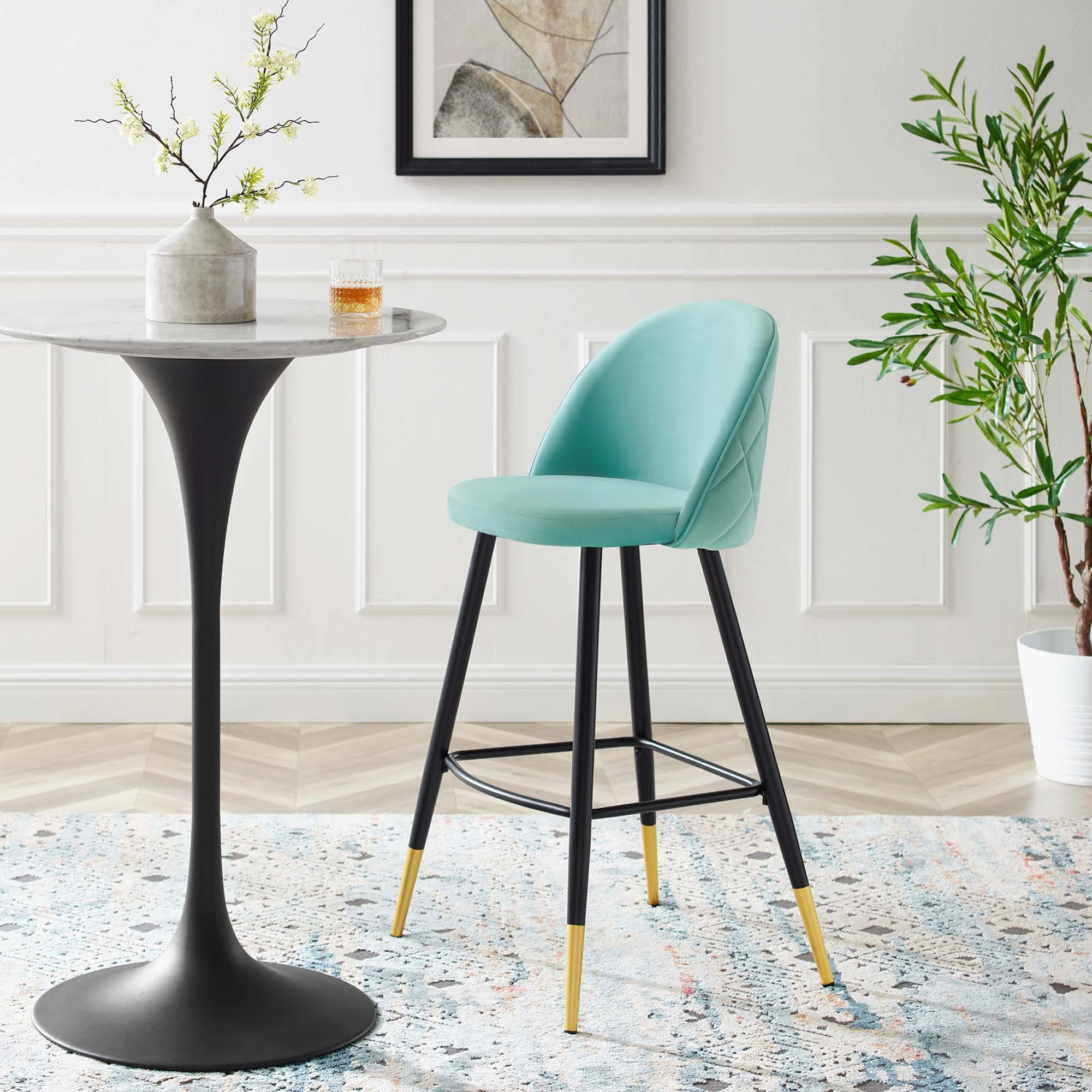 Cordial Performance Velvet Bar Stools - Set of 2 by Modway