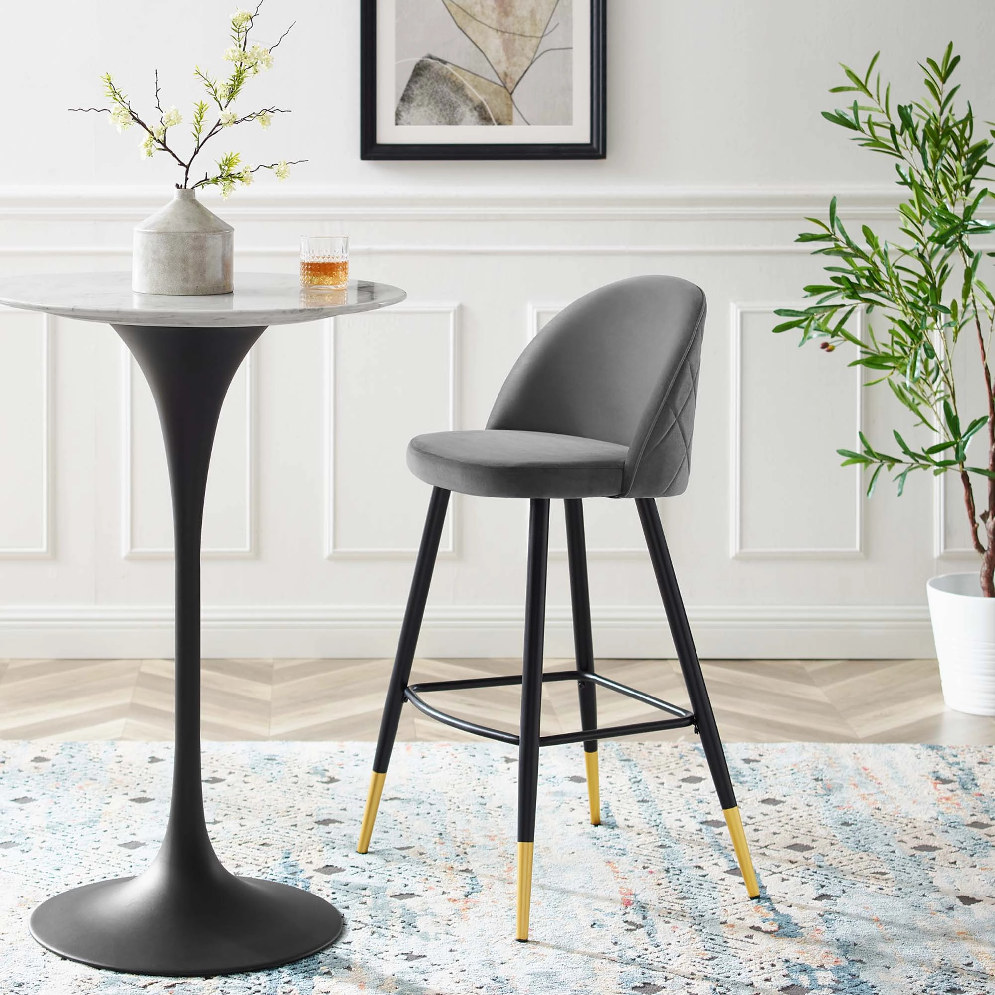 Cordial Performance Velvet Bar Stools - Set of 2 by Modway