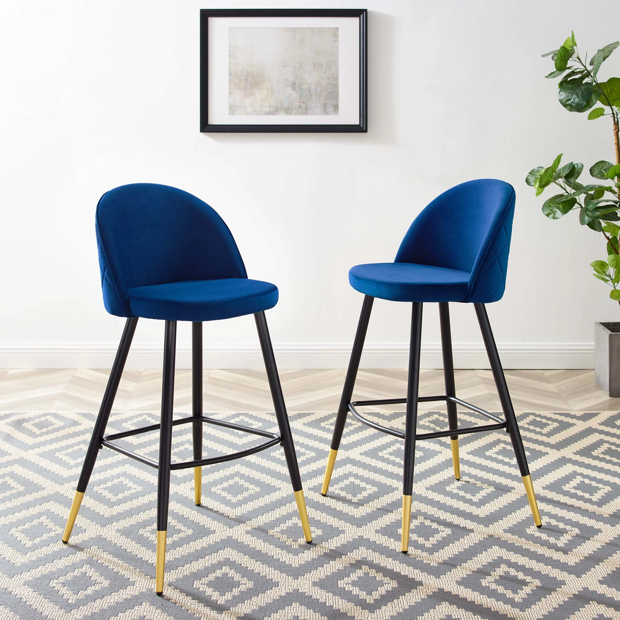 Cordial Performance Velvet Bar Stools - Set of 2 by Modway