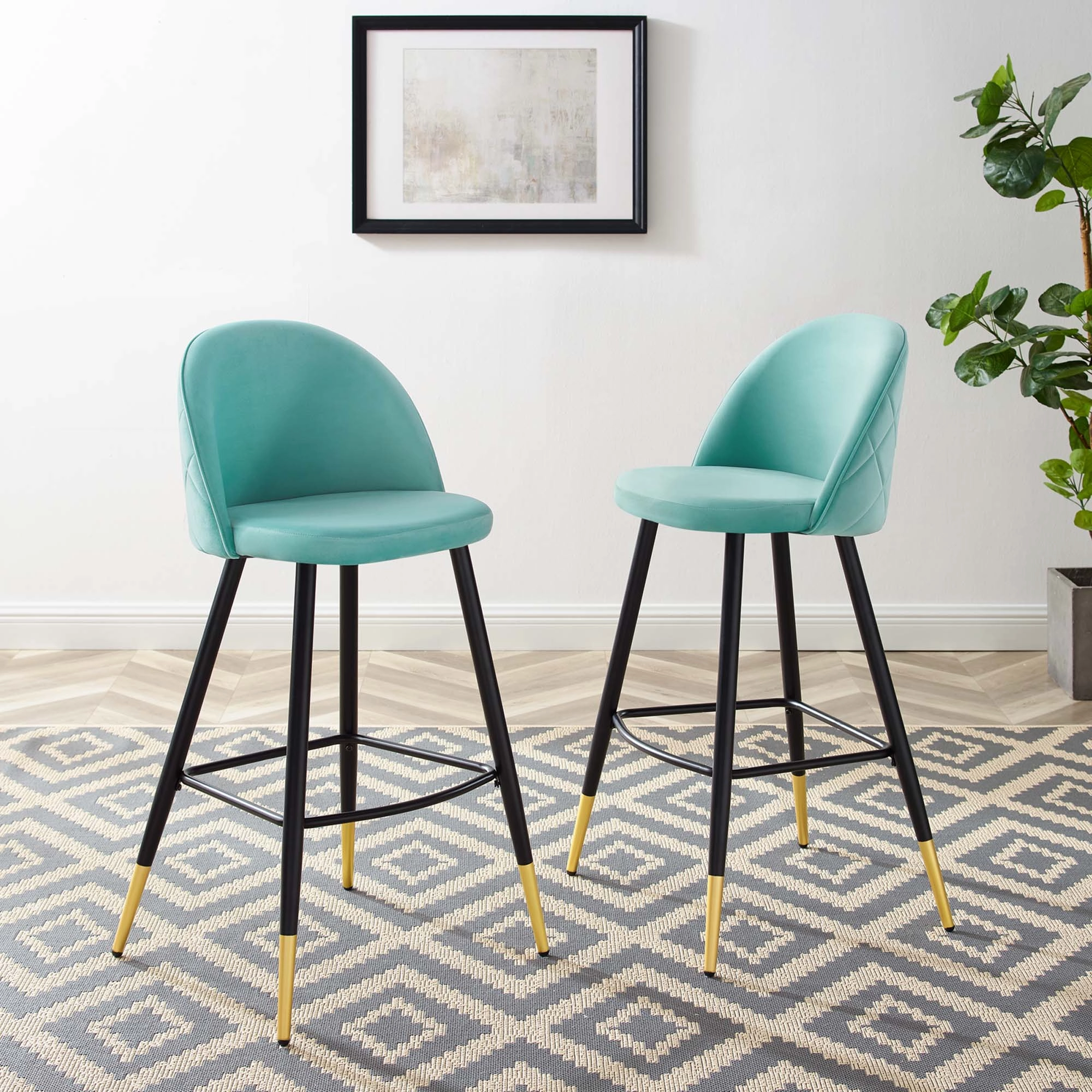 Cordial Performance Velvet Bar Stools - Set of 2 by Modway