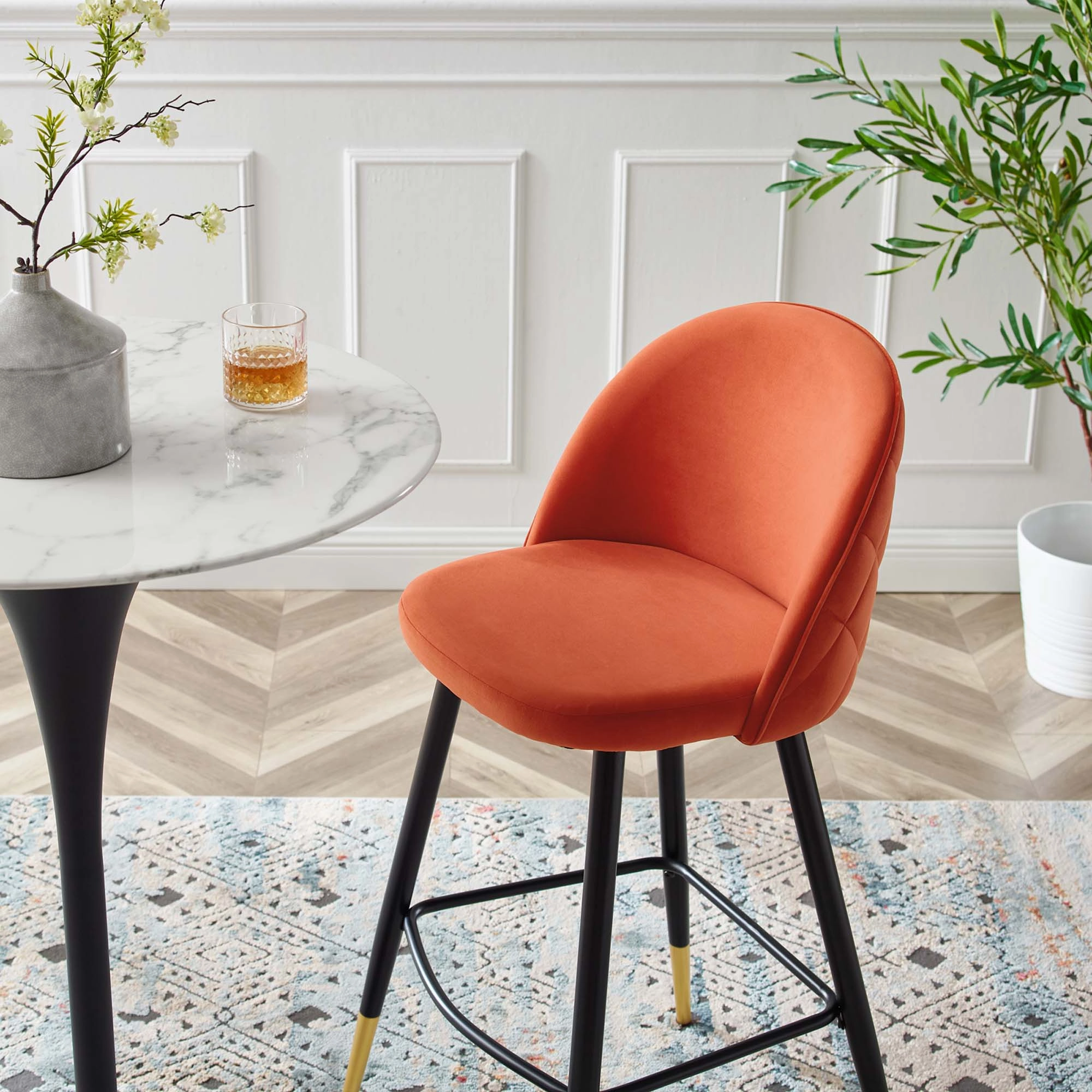 Cordial Performance Velvet Bar Stools - Set of 2 by Modway