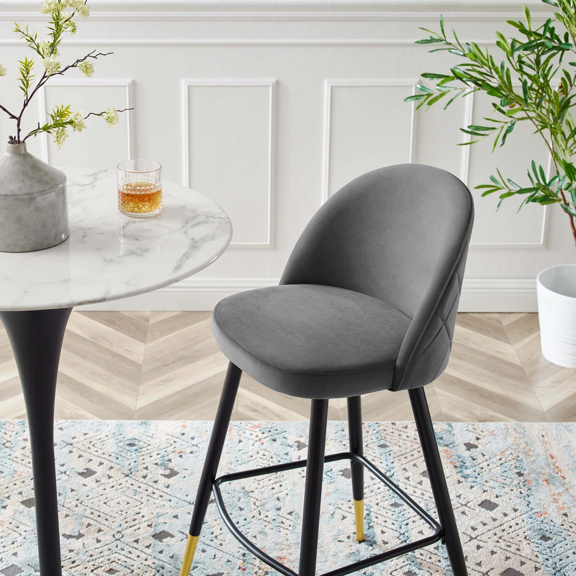 Cordial Performance Velvet Bar Stools - Set of 2 by Modway
