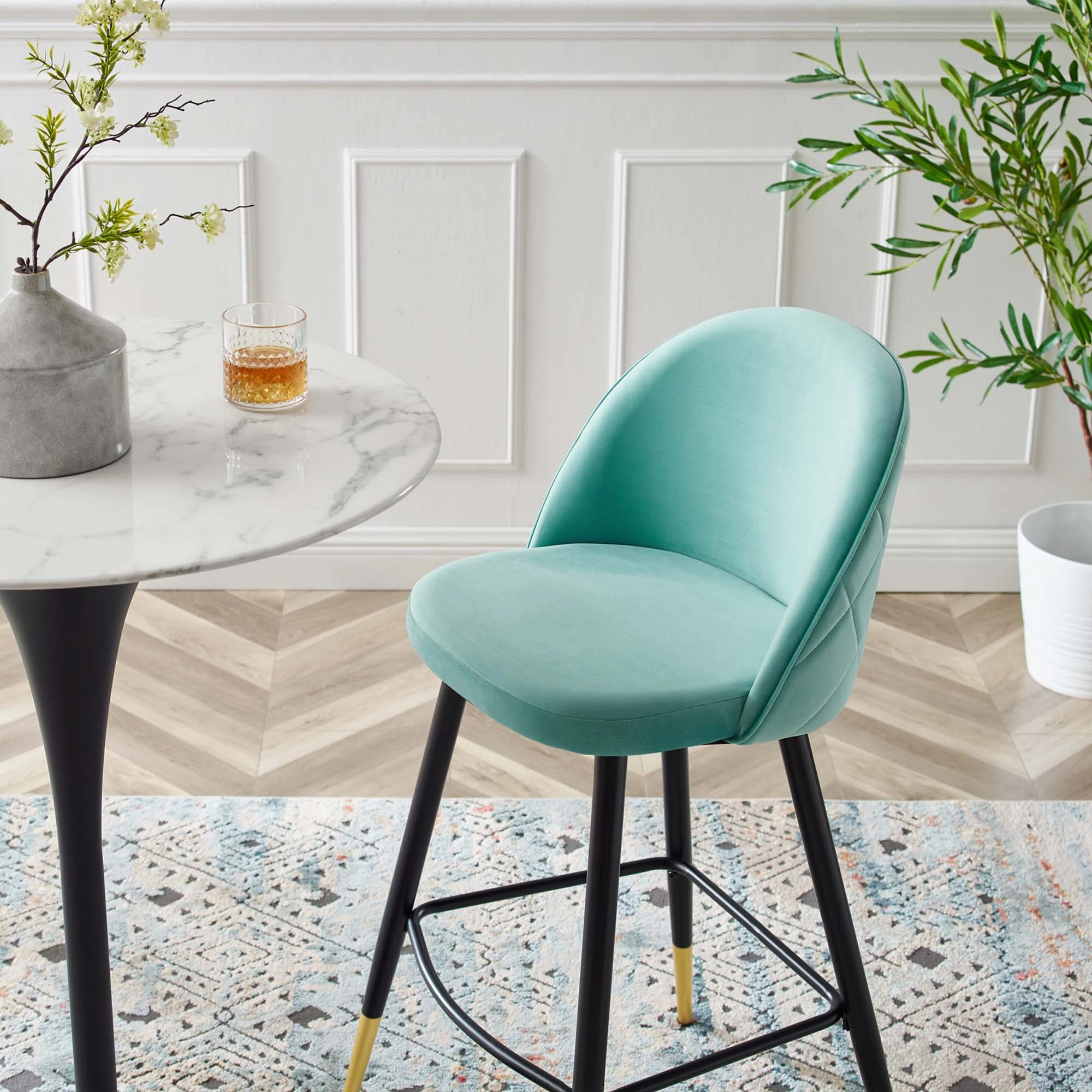 Cordial Performance Velvet Bar Stools - Set of 2 by Modway