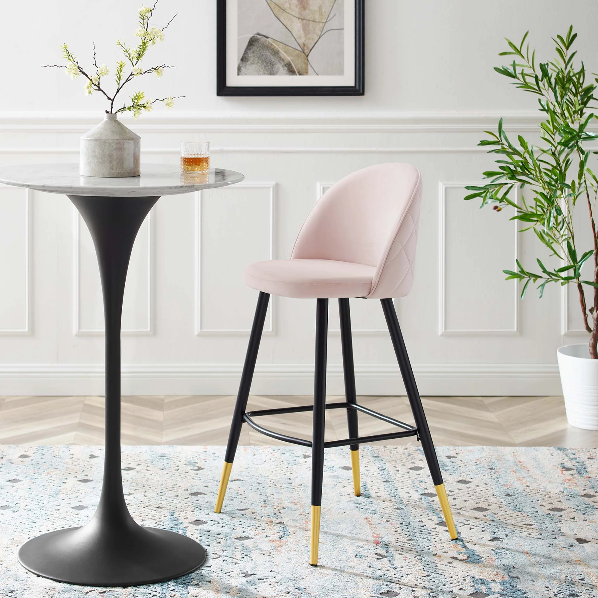 Cordial Performance Velvet Bar Stools - Set of 2 by Modway