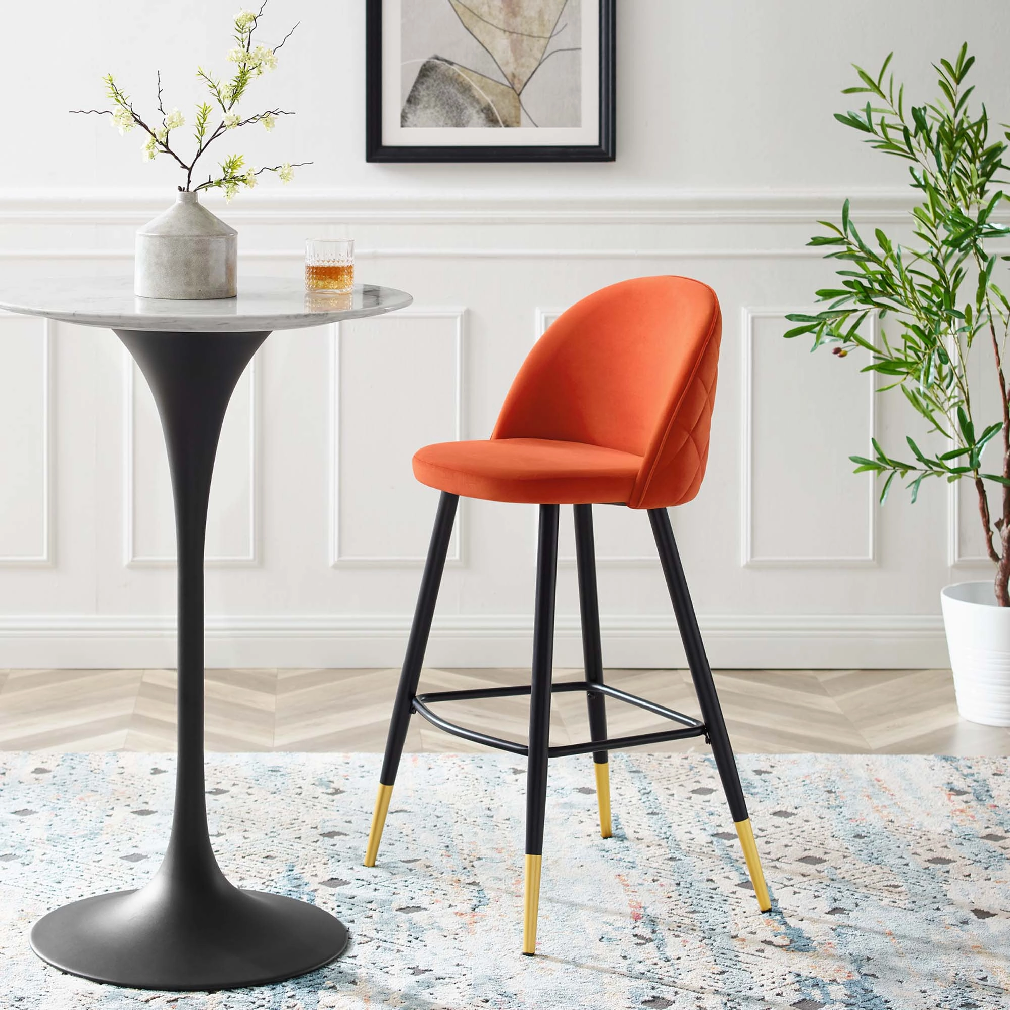 Cordial Performance Velvet Bar Stools - Set of 2 by Modway