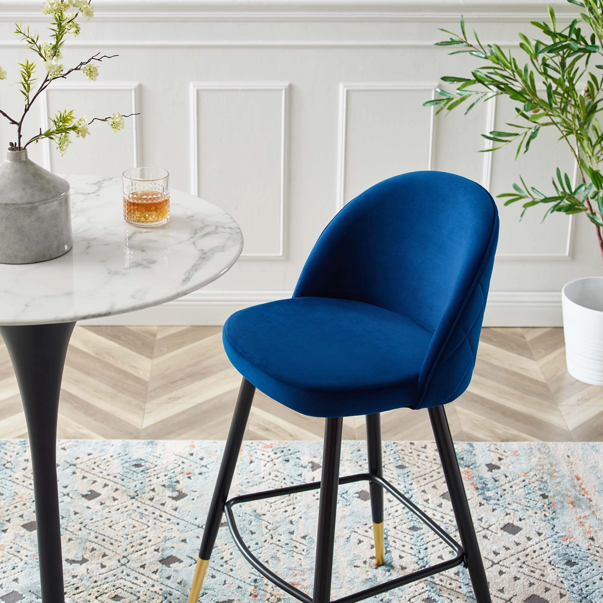 Cordial Performance Velvet Bar Stools - Set of 2 by Modway