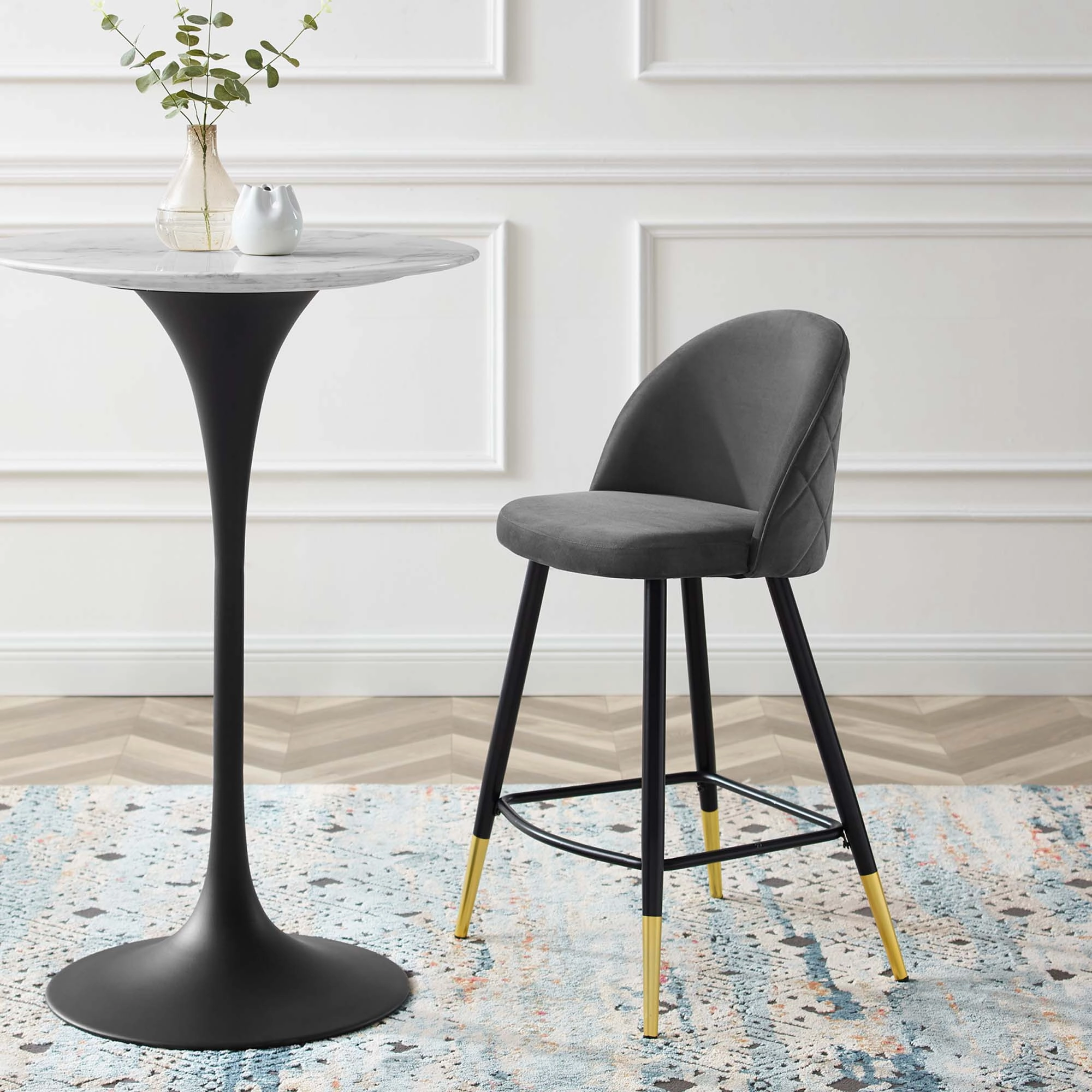 Cordial Performance Velvet Counter Stools Set of 2 by Modway