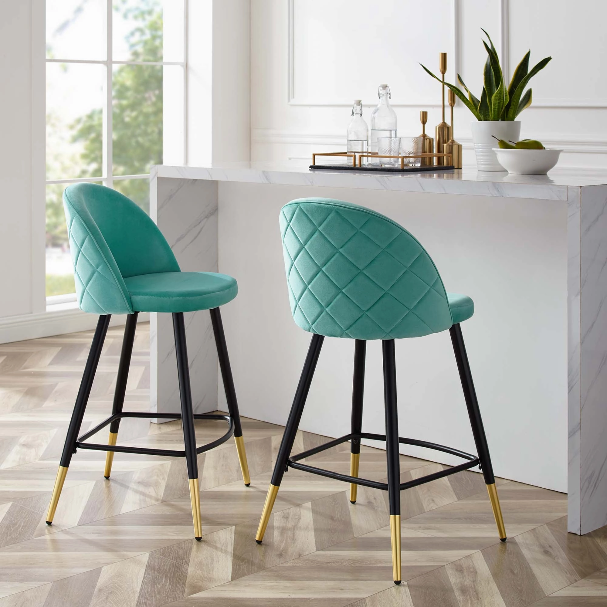 Cordial Performance Velvet Counter Stools Set of 2 by Modway