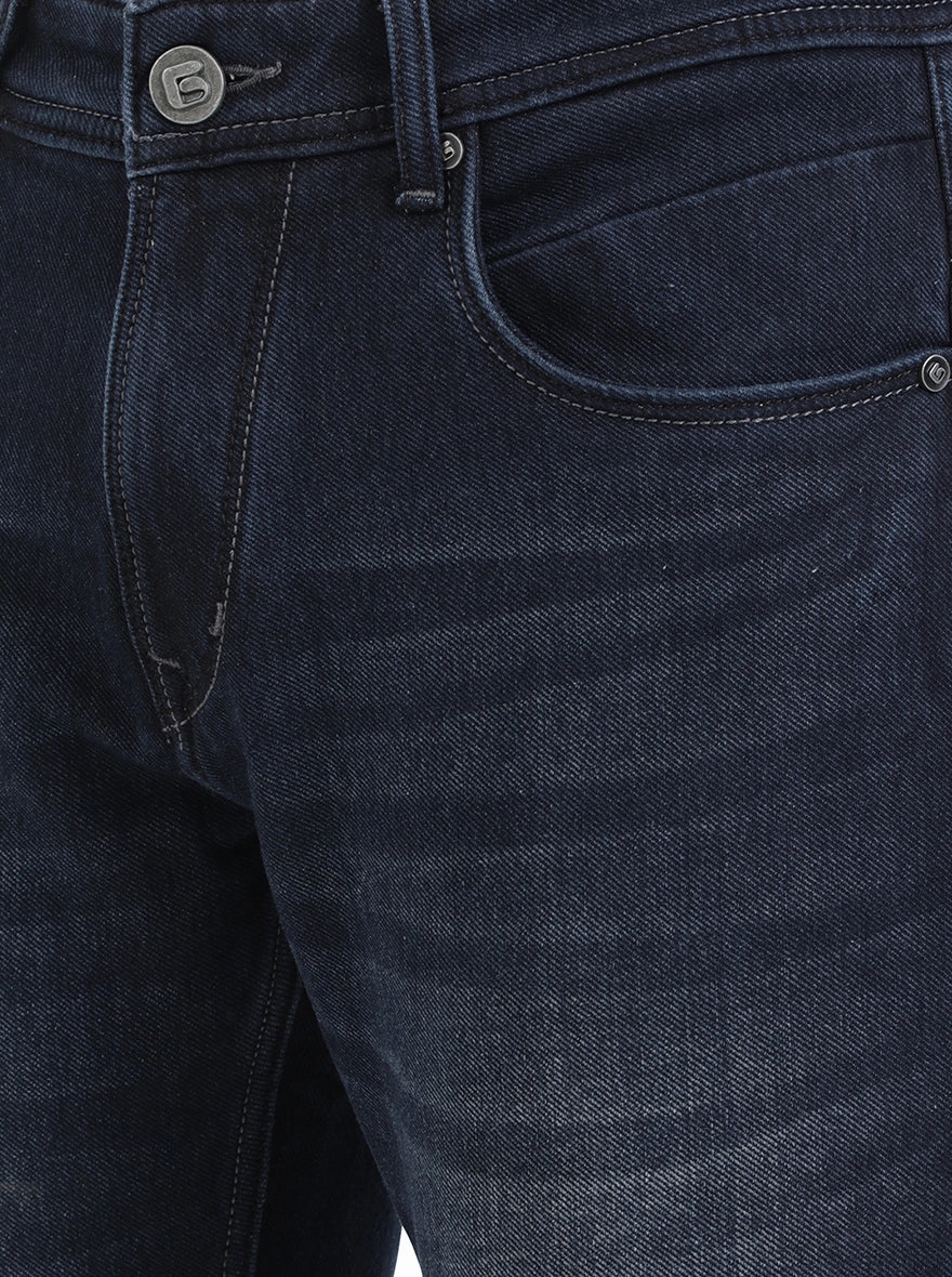 Dark Blue Solid Narrow Fit Jeans | Greenfibre