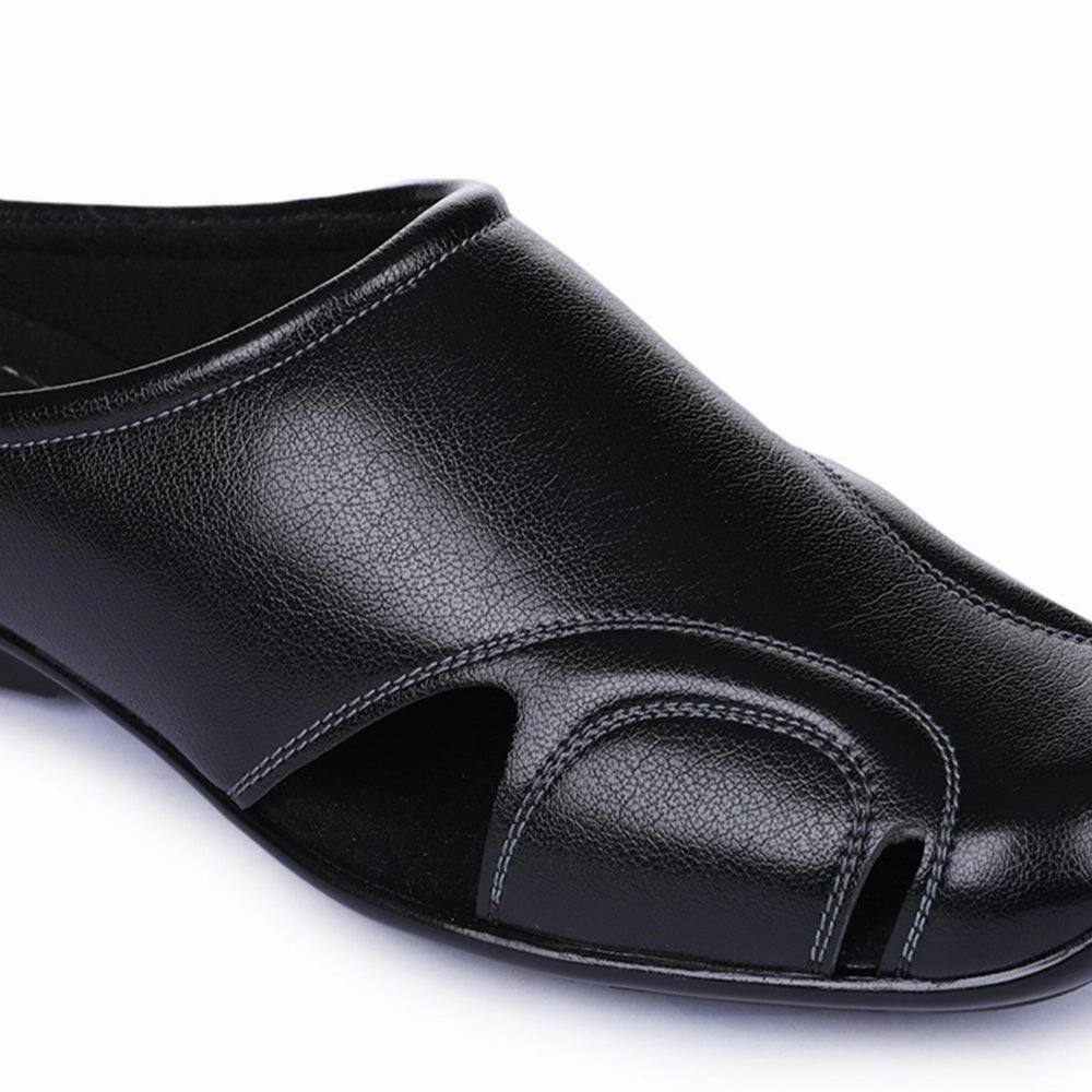 Fortune Black Casual Slip-on Mules For Men J-153 By Liberty