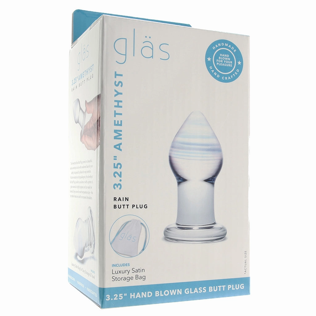 gläs Amethyst Rain Glass Butt Plug