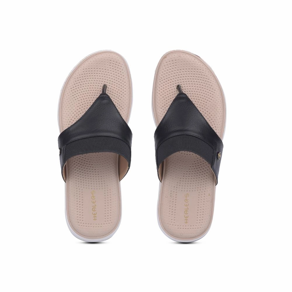 Healers Casual Black Slipper For Women SFL-14 By Liberty