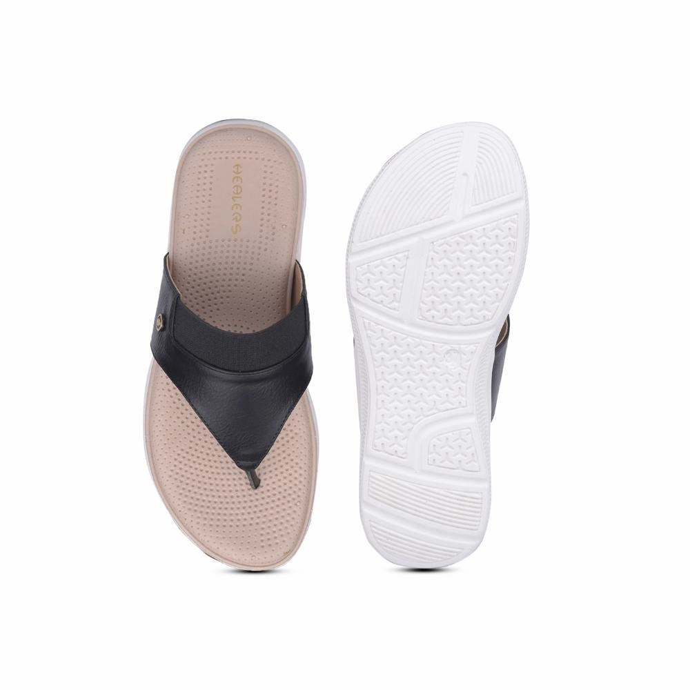 Healers Casual Black Slipper For Women SFL-14 By Liberty