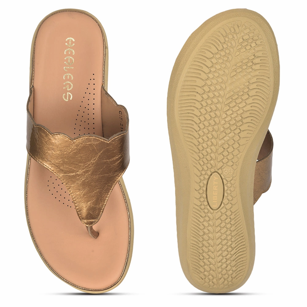 Healers Casual (Golden) Slipper For Ladies GIF-210 By Liberty