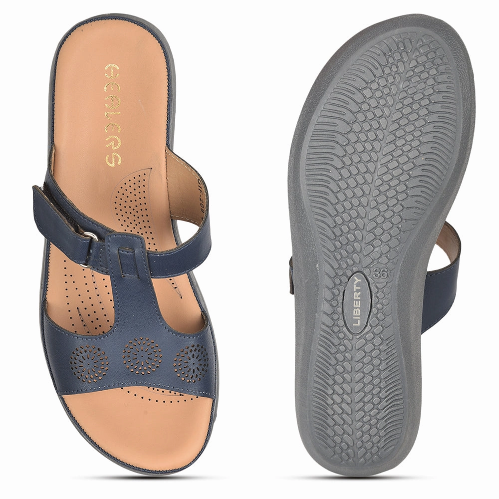 Healers Casual Navy Blue Slippers For Women GIF-209 By Liberty