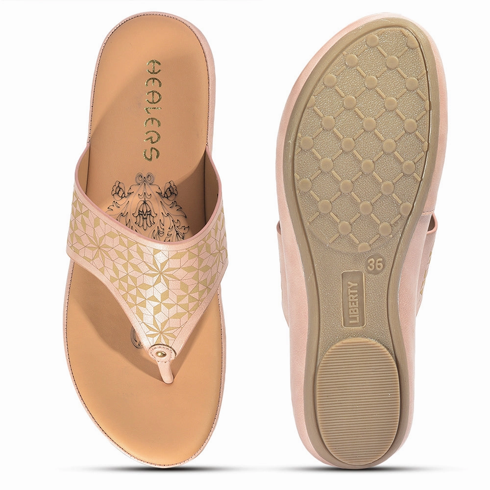Healers Casual (Peach) Slipper For Ladies GIF-224 By Liberty