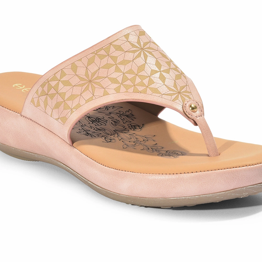 Healers Casual (Peach) Slipper For Ladies GIF-224 By Liberty
