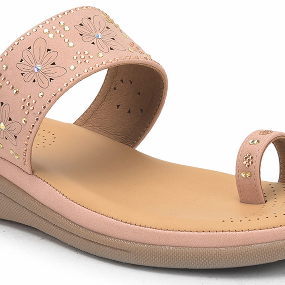Healers Peach Fashion Toe Ring Slipper For Women ELN-12 By Liberty