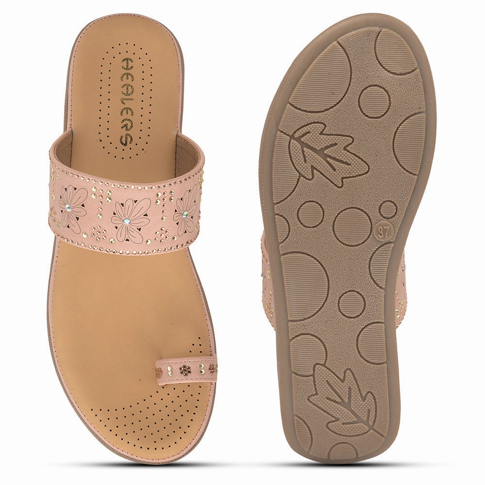 Healers Peach Fashion Toe Ring Slipper For Women ELN-12 By Liberty