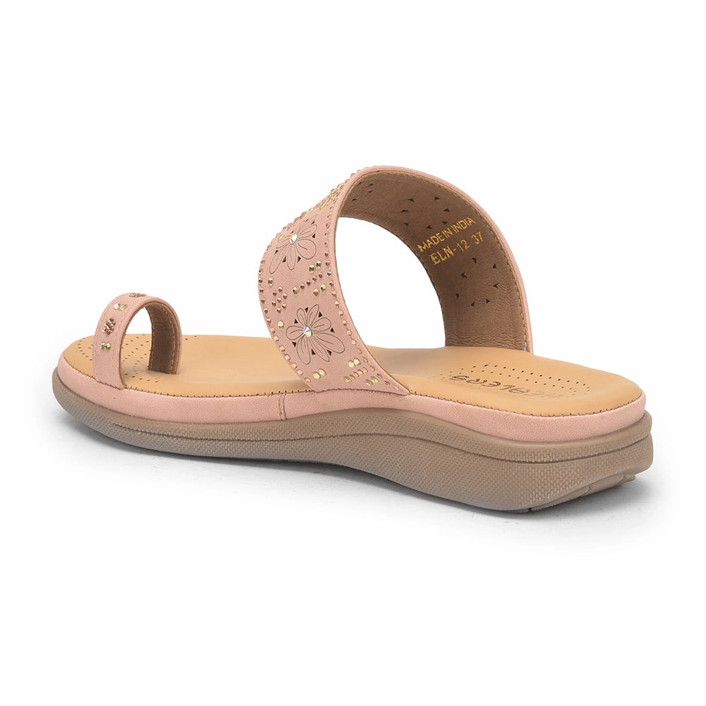 Healers Peach Fashion Toe Ring Slipper For Women ELN-12 By Liberty