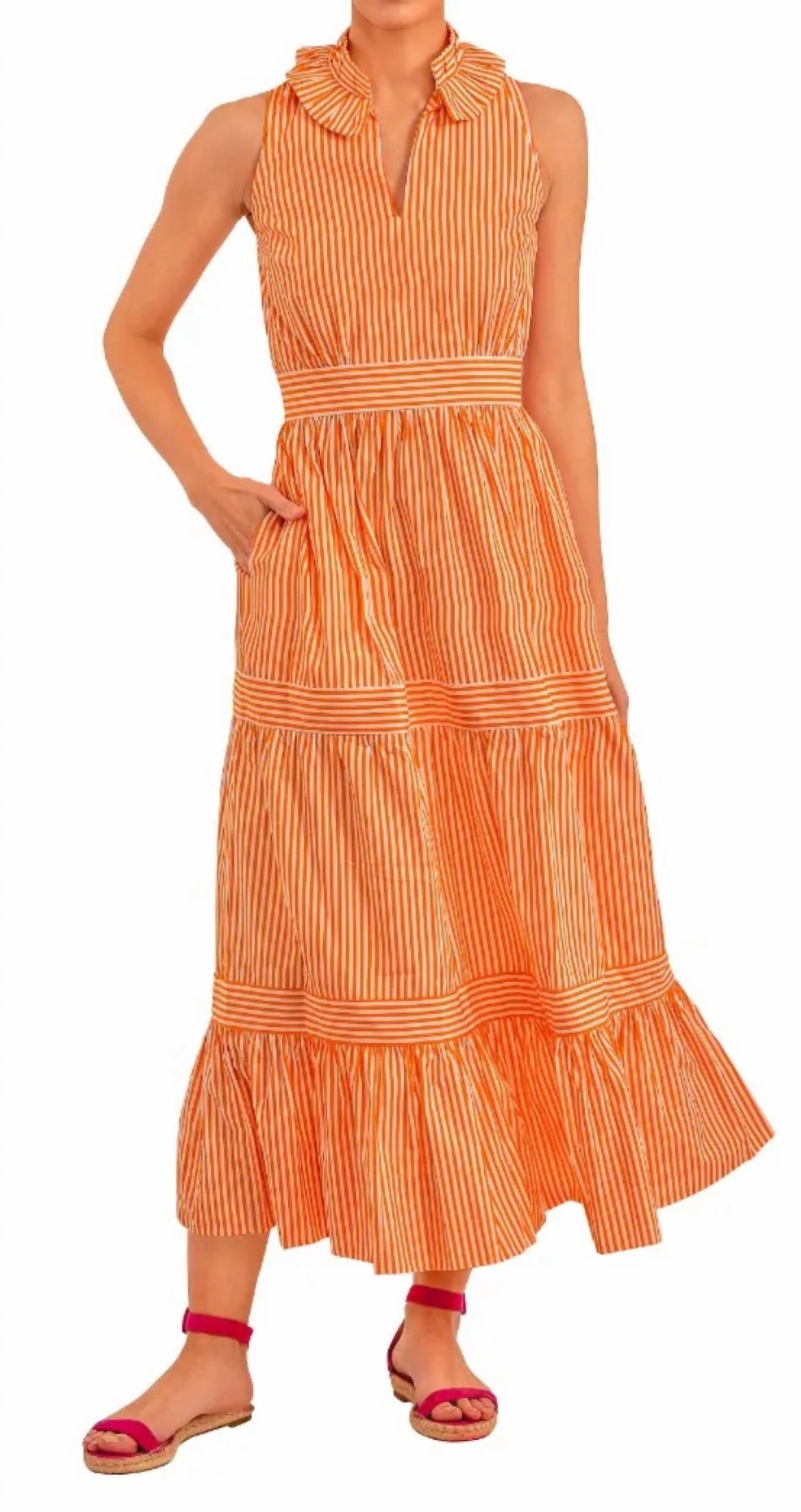 Hope Maxi Striped Dress In Orange/white