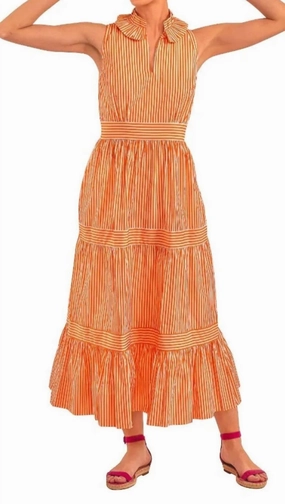 Hope Maxi Striped Dress In Orange/white