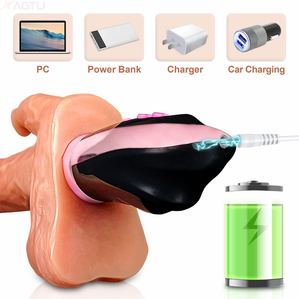 Lan-9 Vibrating Tongue Licking 3 Telescoping Rotating Heating Lifelike Silicone Dildo