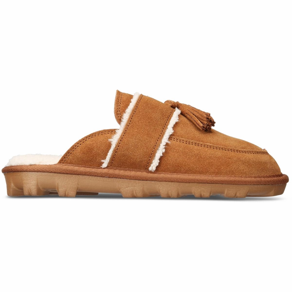 Laneyy Womens Faux Fur Lined Leather Slide Slippers