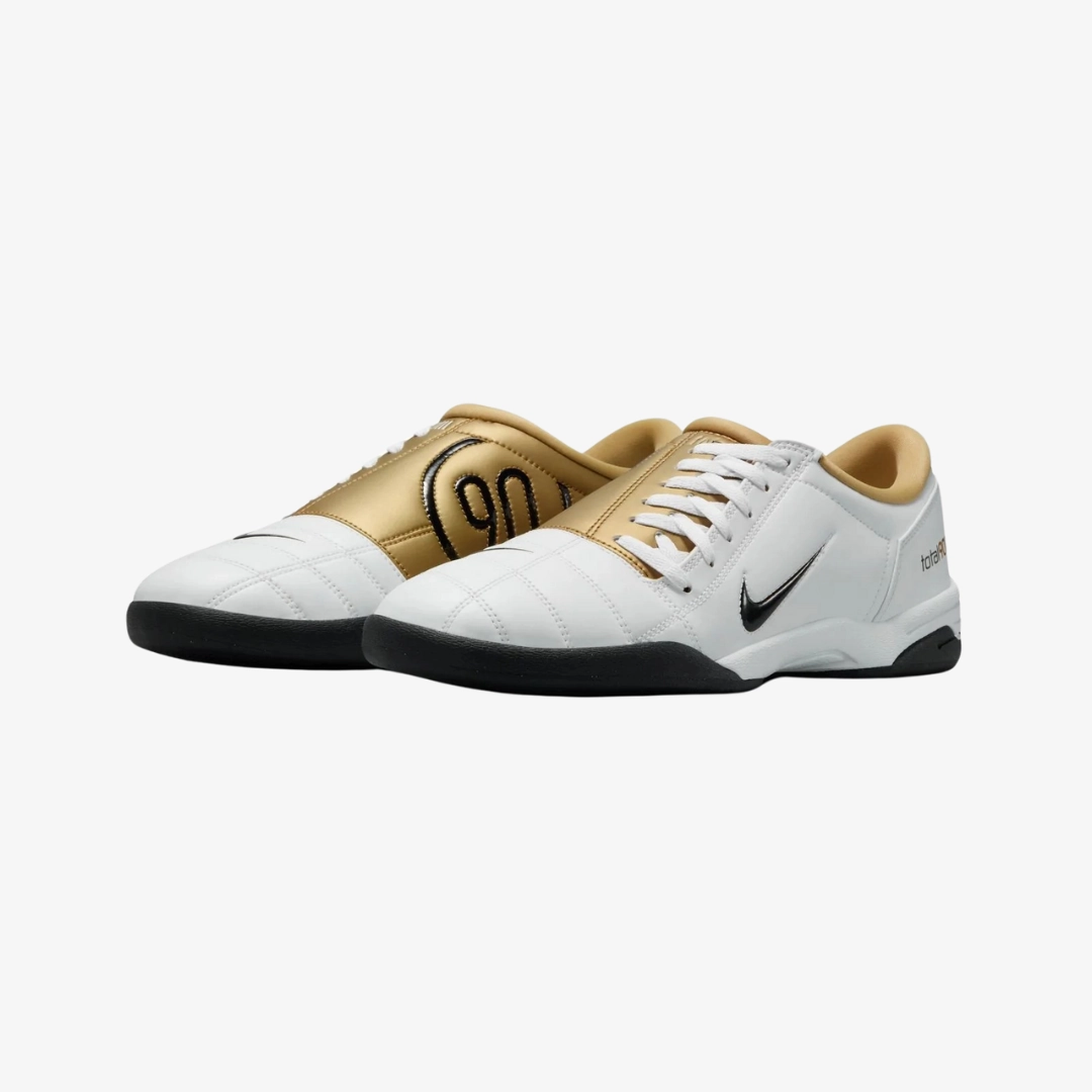 mens nike t90 sp (white/black/gold metallic)