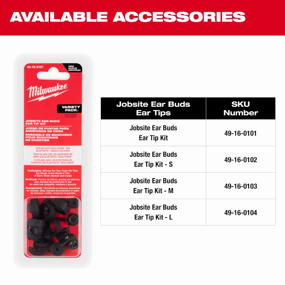 Milwaukee 2191-21FL USB Cordless Jobsite Ear Buds w/ 1100L Flashlight