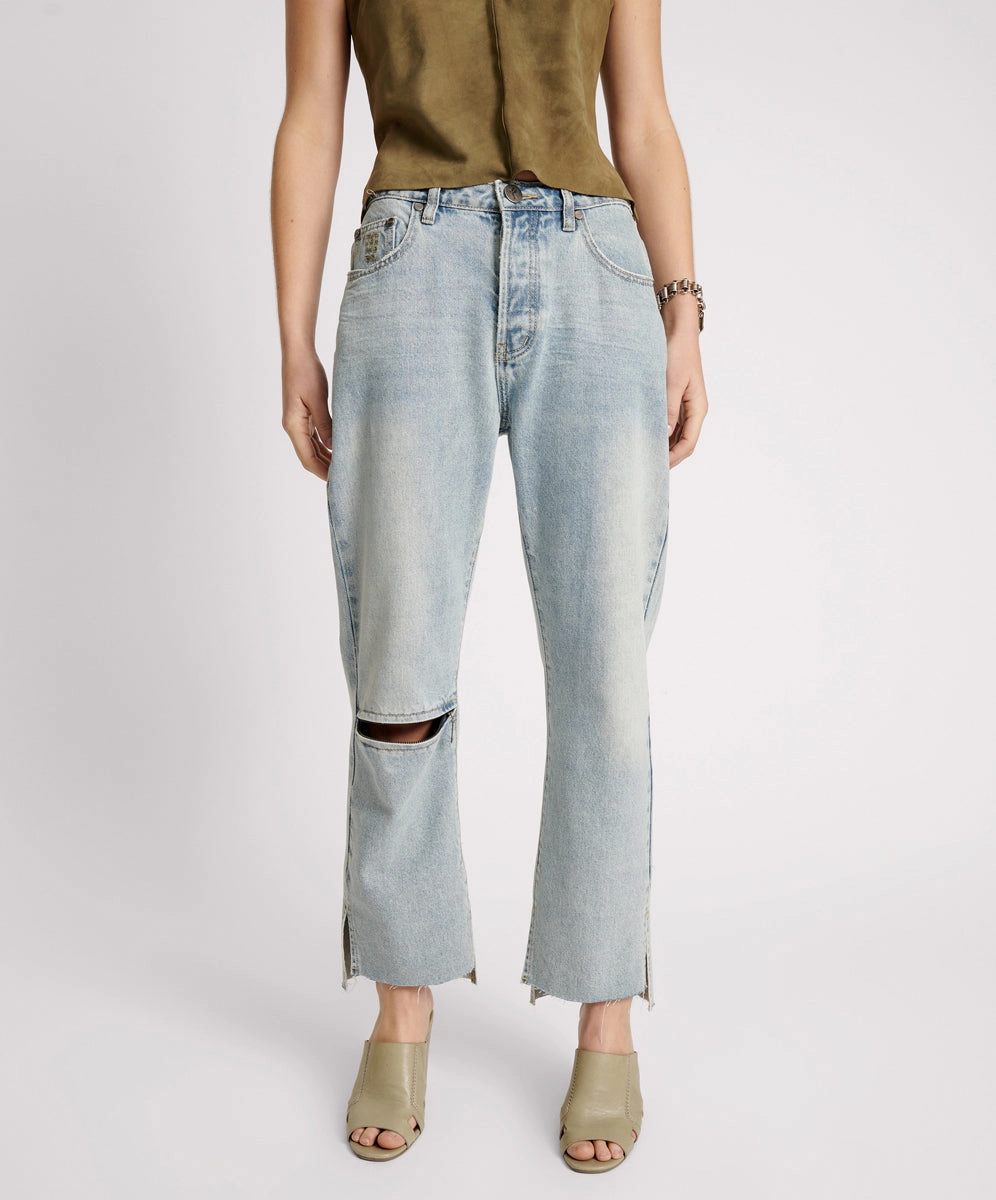 One Teaspoon Fleetwood Zipped Hooligans Mid Waist Relaxed Cropped Jean
