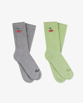 Quote Socks Green/Grey 2Xpack