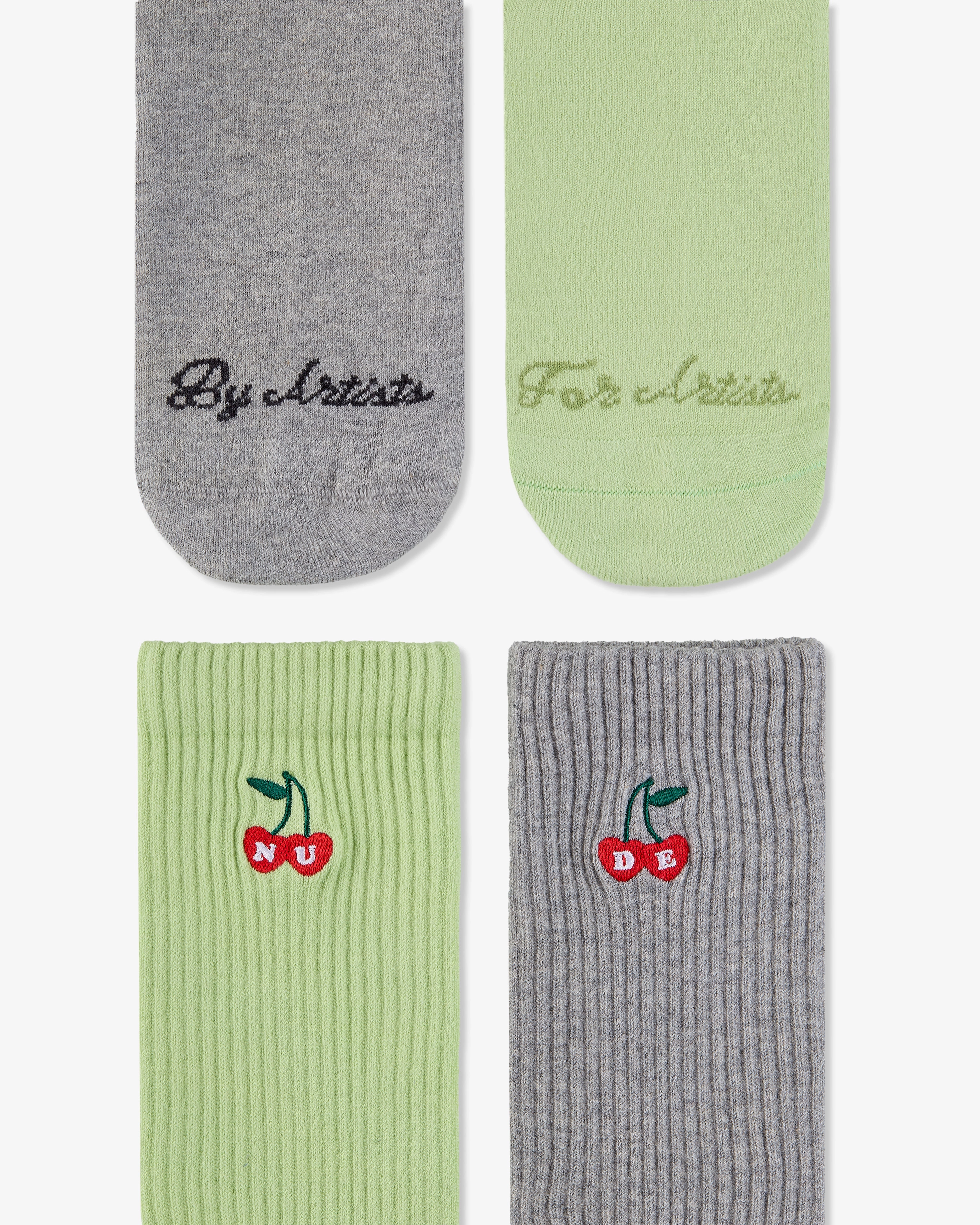 Quote Socks Green/Grey 2Xpack