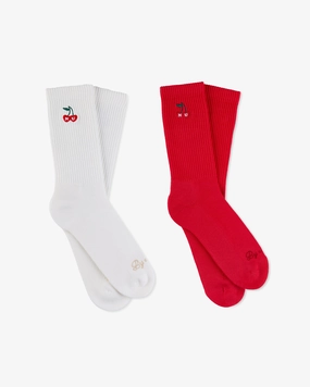 Quote Socks Ivory/Red 2Xpack