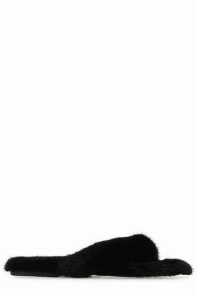 Saint Laurent Fur Thong Slippers