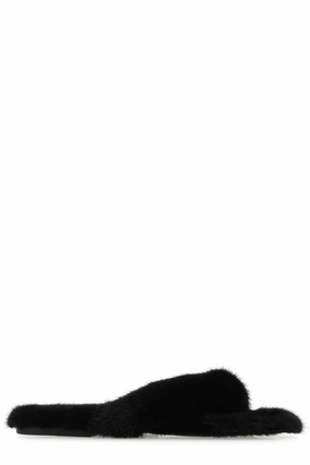 Saint Laurent Fur Thong Slippers