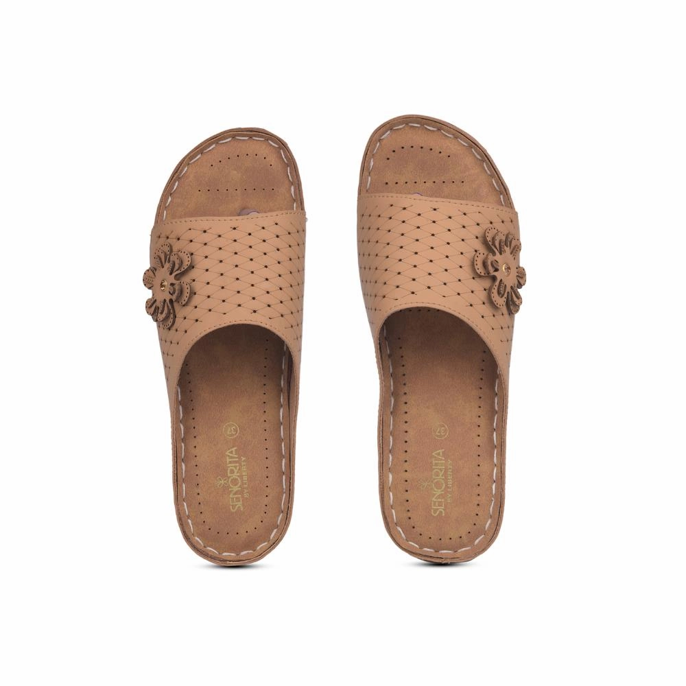 Senorita Casual Beige Slippers For Women MK-234 By Liberty